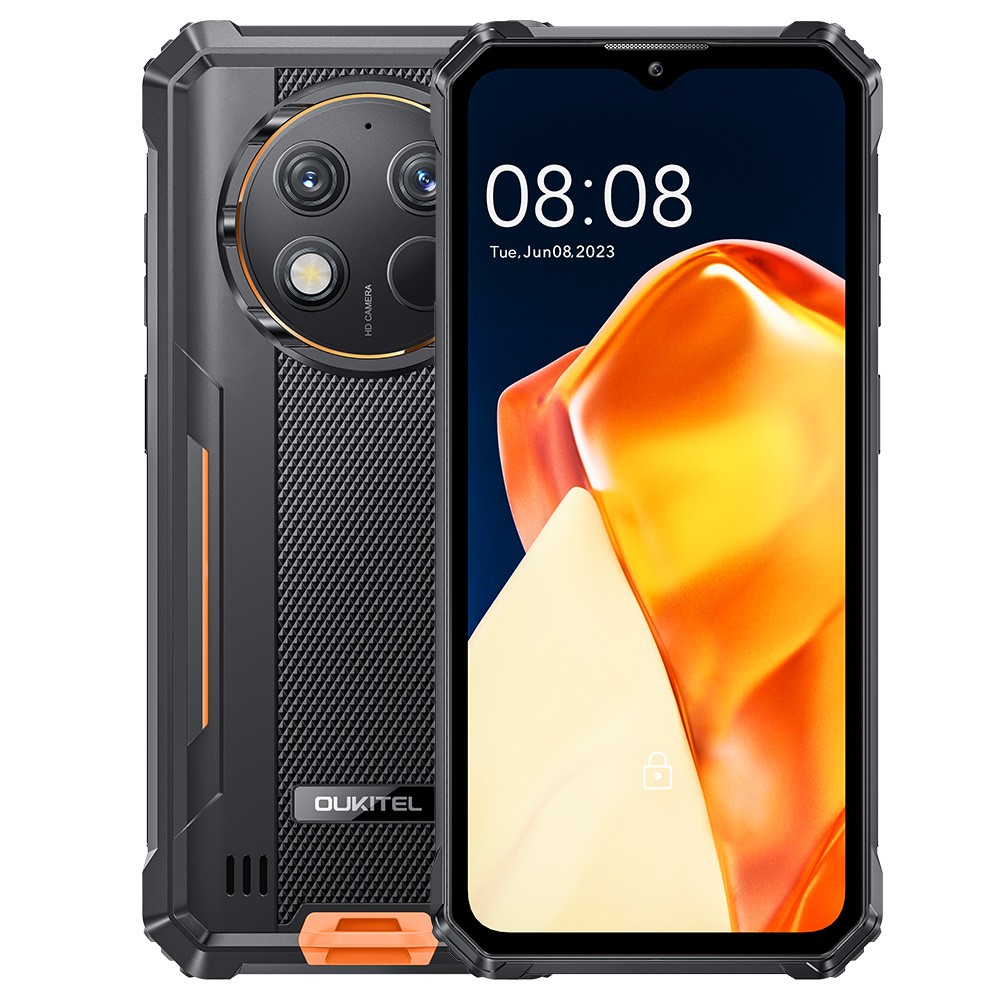 

OUKITEl WP28 Rugged Smartphone, 15GB+256GB, 5MP Front Camera+48MP Rear Camera, 10600mAh Battery, 6.52 inch Screen, Android 13.0, Fingerprint Unlock - Orange