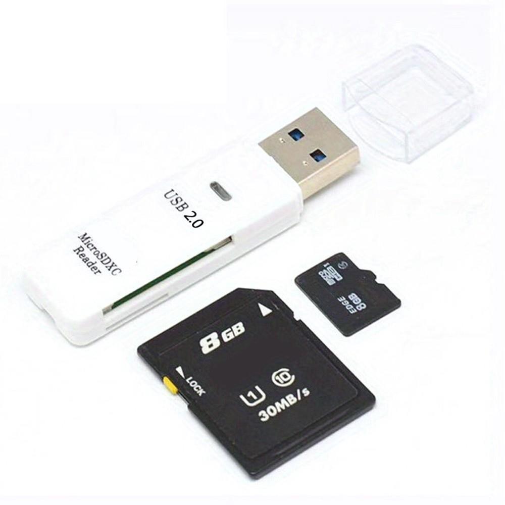 Lecteur de carte SD USB 2.0, vitesse de transmission de 5 Gbit/s, blanc