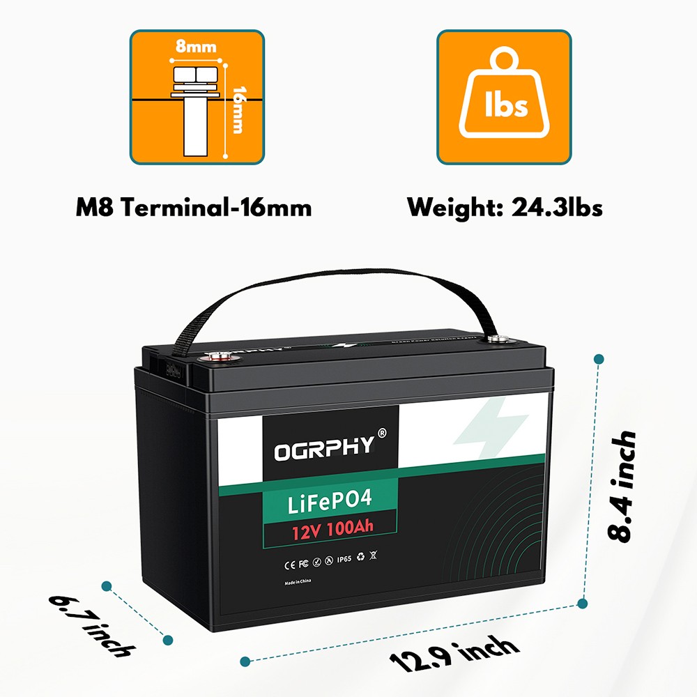 OGRPHY LiFePO4 12V 100Ah Lithium Battery | United States