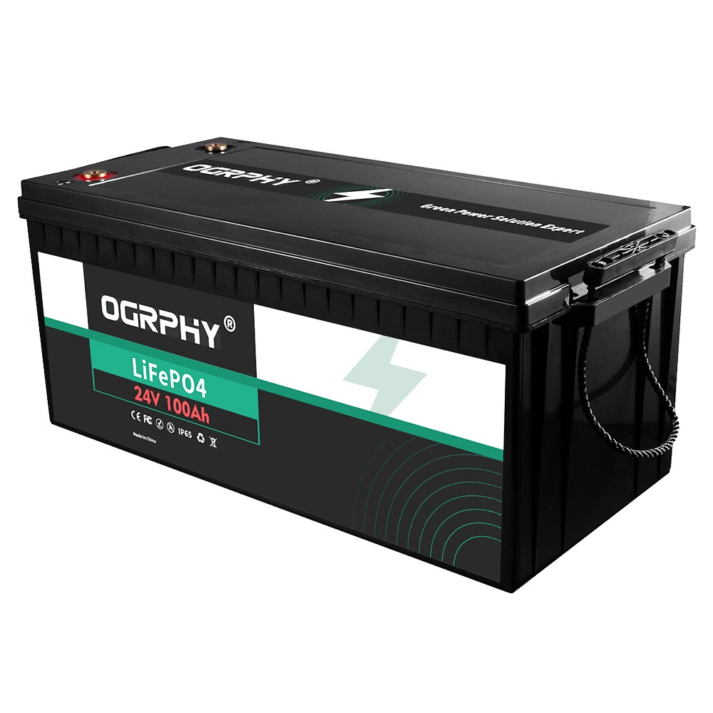 

OGRPHY LiFePO4 24V 100Ah Lithium Battery, 2560Wh Energy, 5000 Deep Cycles, Built-in 100A BMS