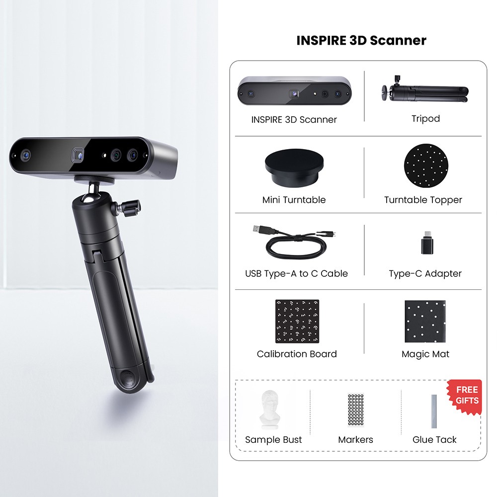 thumbnail image 2 of Revopoint INSPIRE 3D Scanner – 0.2mm Accuracy, 18fps – For 3D Printers & More 2 of 4