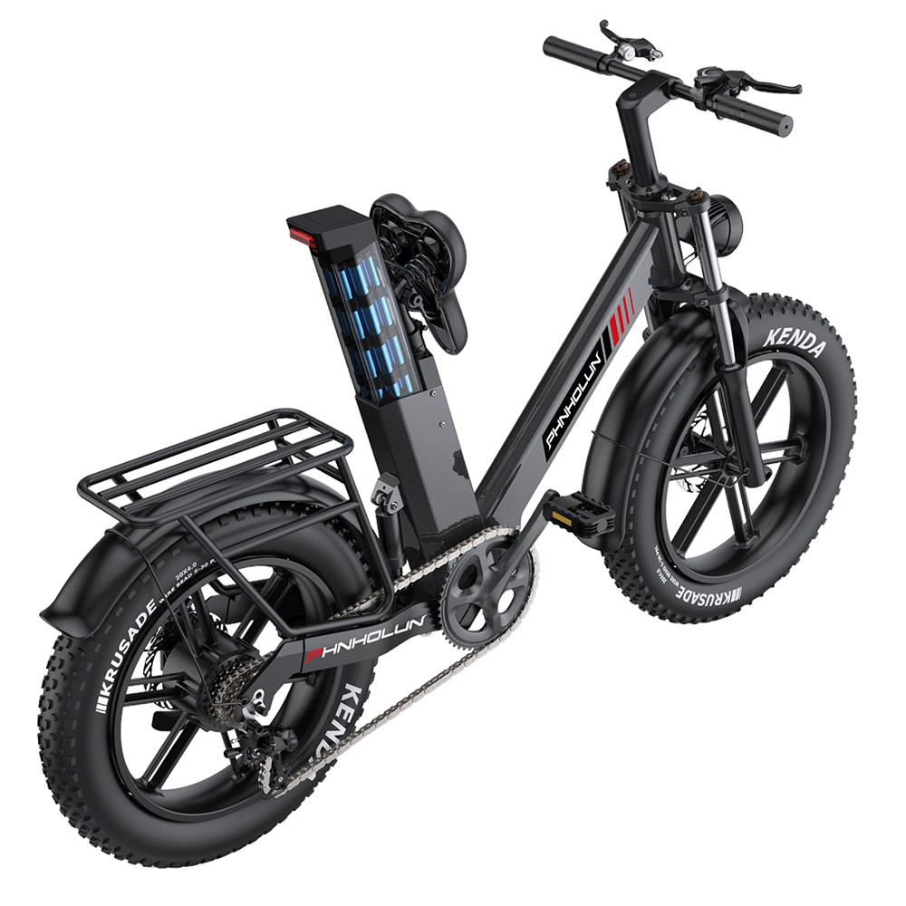 PHNHOLUN C8 Pro Electric Bike, 1500W Peak Motor, 48V 20Ah Battery, 20*4.0-inch Fat Tires, 60km/h Max Speed, 120km Max Range, Front Hydraulic Shock, Rear Air Shock Suspension, Shimano 7 Speed, Disc Brake, APP Control