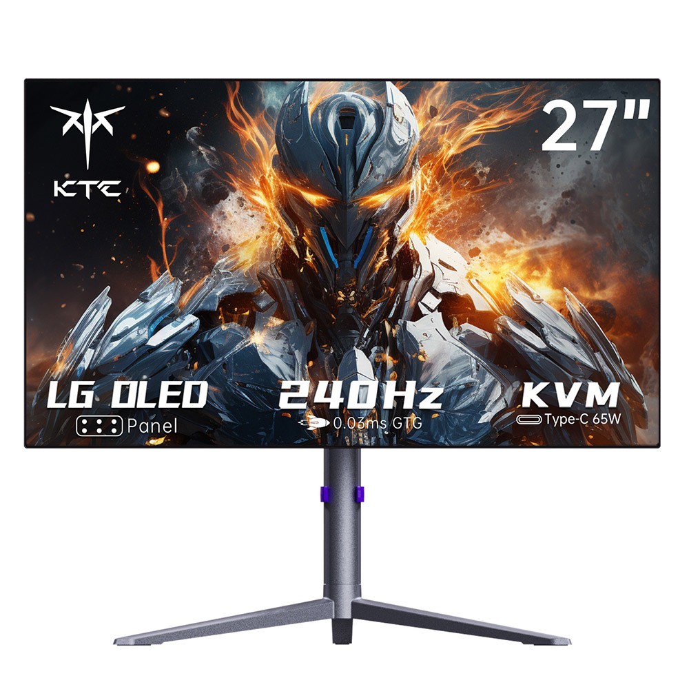 

KTC G27P6 27-inch LG OLED Gaming Monitor, 2560x1440 16:9 240Hz Refresh Rate, 1500000:1 Constrast Ratio, 136% sRGB HDR10 0.03ms GTG Response Time, Low Blue FreeSync&G-Sync, 3xUSB3.0 2xHDMI2.0 DP1.4 Type-C, Built-in Speakers KVM 65W Reverse Charge VESA