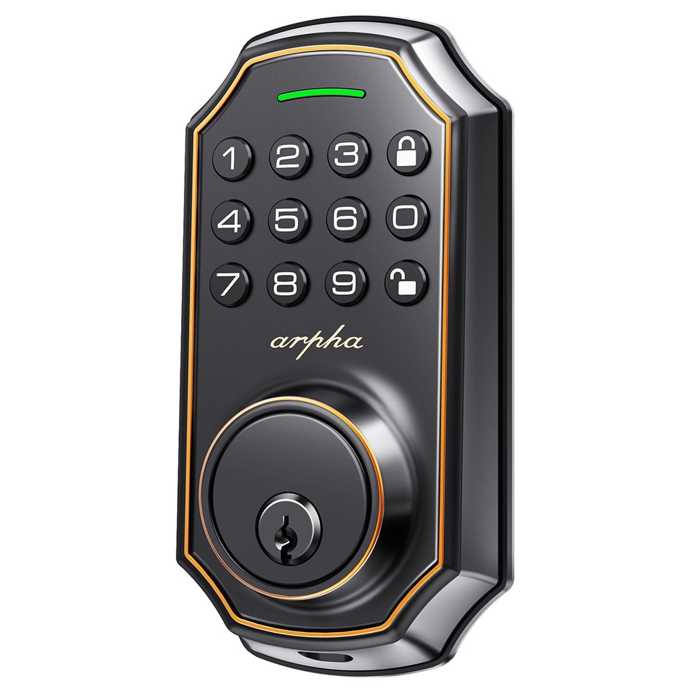 

Arpha D180 Smart Password Door Lock with Keypad, Smart Deadbolt Lock for Front Door with 2 Keys, Auto Lock, 50 User Passwords, Easy Installation Design - Black