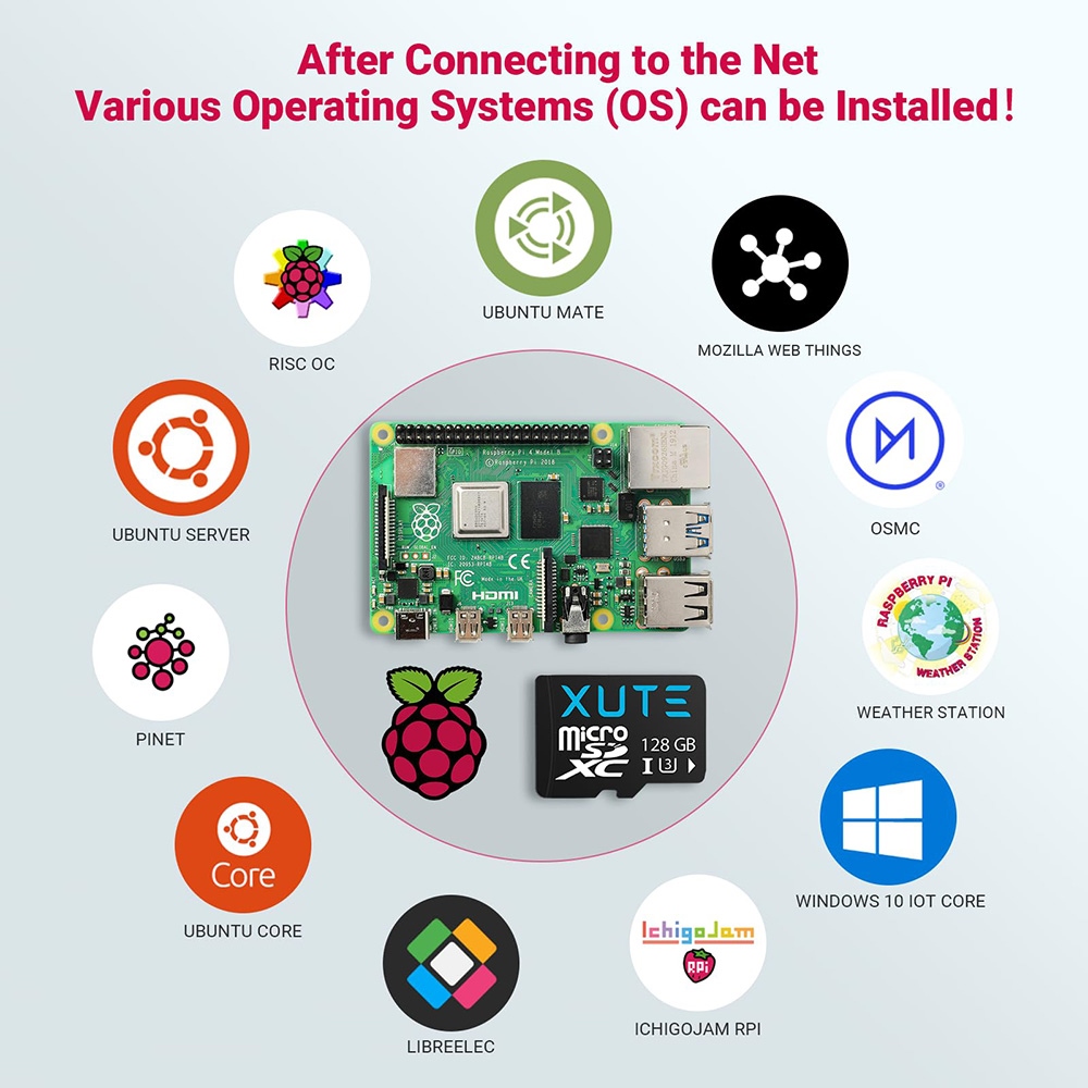 Raspberry Pi 4 Model B 4GB RAM Starter Kit with 128GB Micro SD Card ...