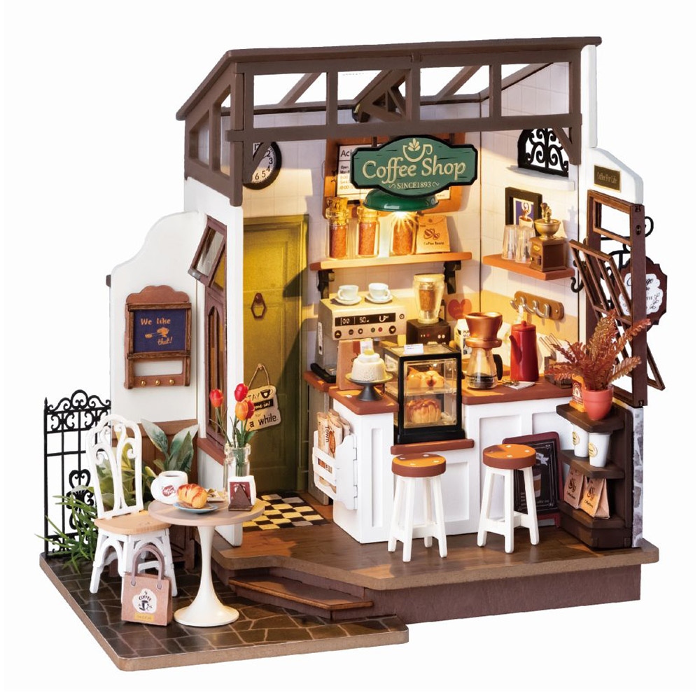 

Rolife DG162 Flavory Coffee Shop Miniature House 3D Wooden Puzzle Kit, 183Pcs