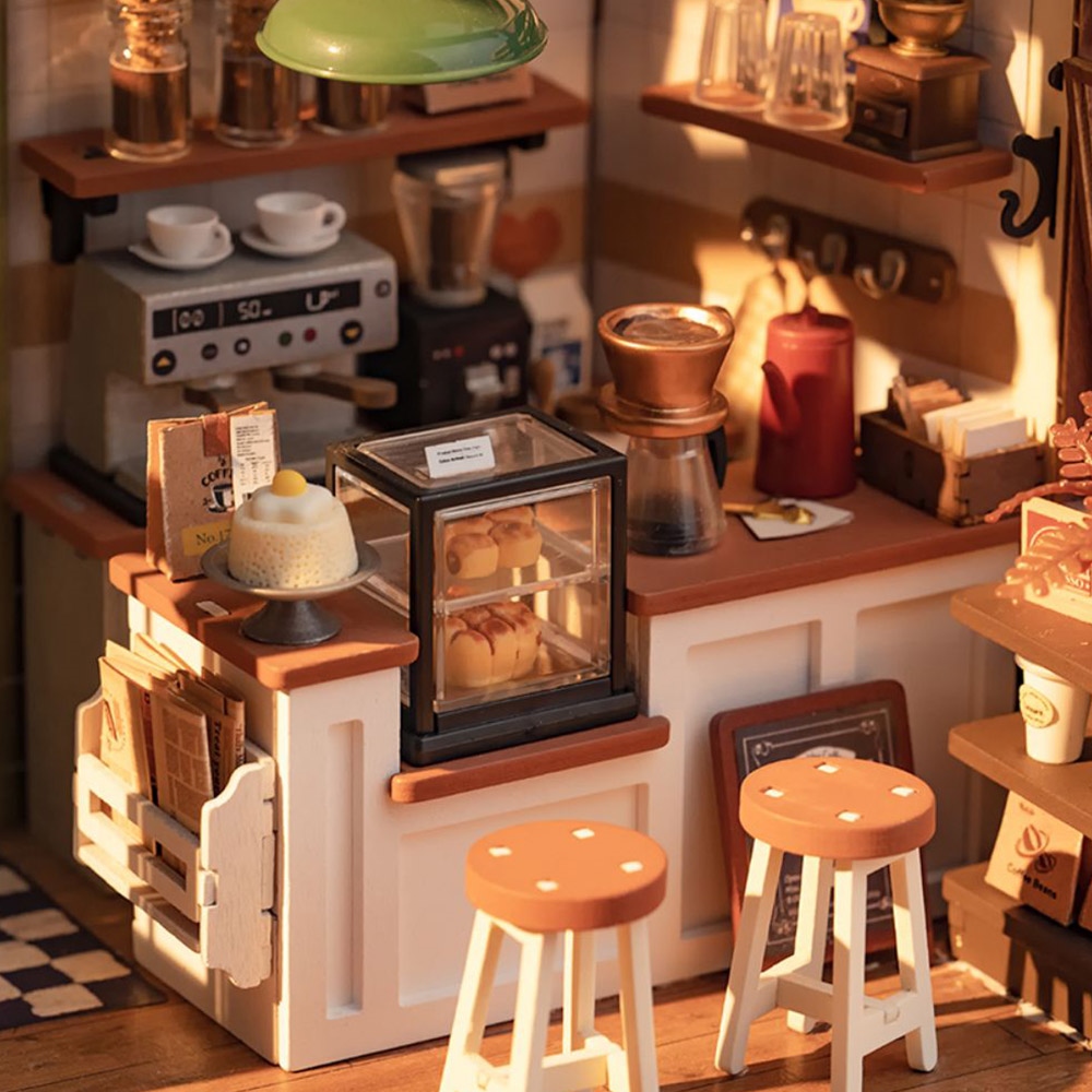 thumbnail image 2 of Rolife Simon's Coffee DIY Wooden Dollhouse Kit – 1:24 Scale With Furniture & Accessories 2 of 3