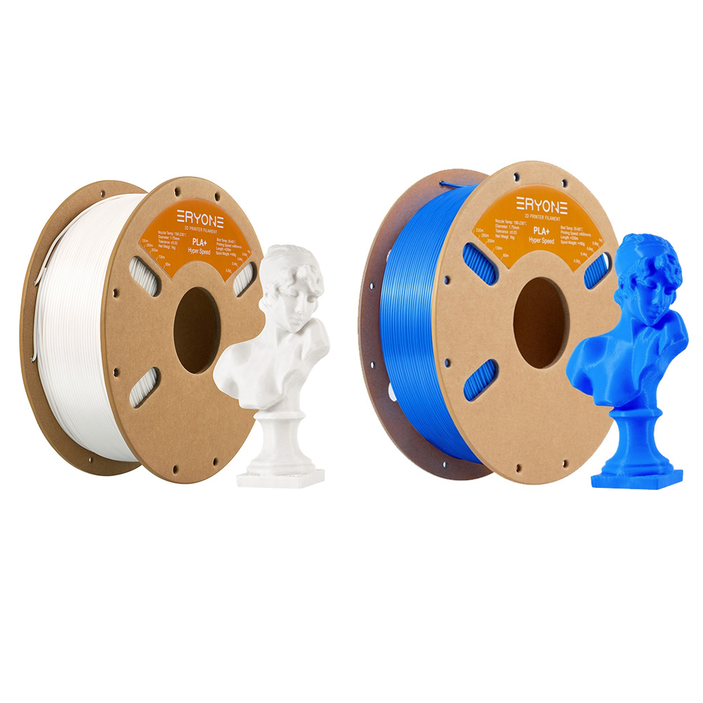 

2Pcs ERYONE 1.75mm High-Speed PLA+ 3D Printing Filament 1kg Ivory White + 1kg Blue