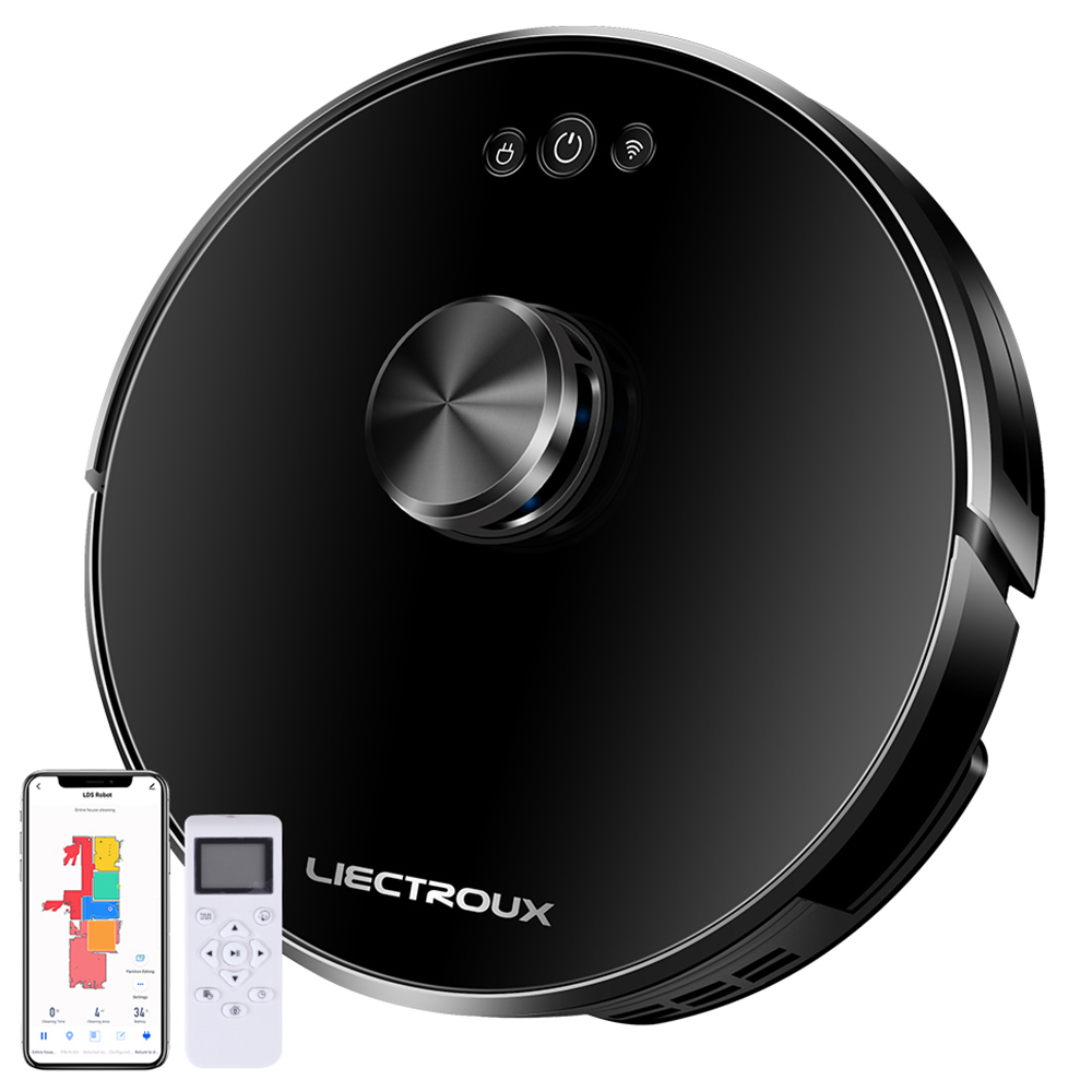 

Liectroux XR500 Robot Vacuum Cleaner LDS Laser Navigation 6500Pa Suction 2-in-1 Vacuuming and Mopping Y-Shape 3000mAh Battery 280Mins Run Time App Alexa & Google Home Control - Black