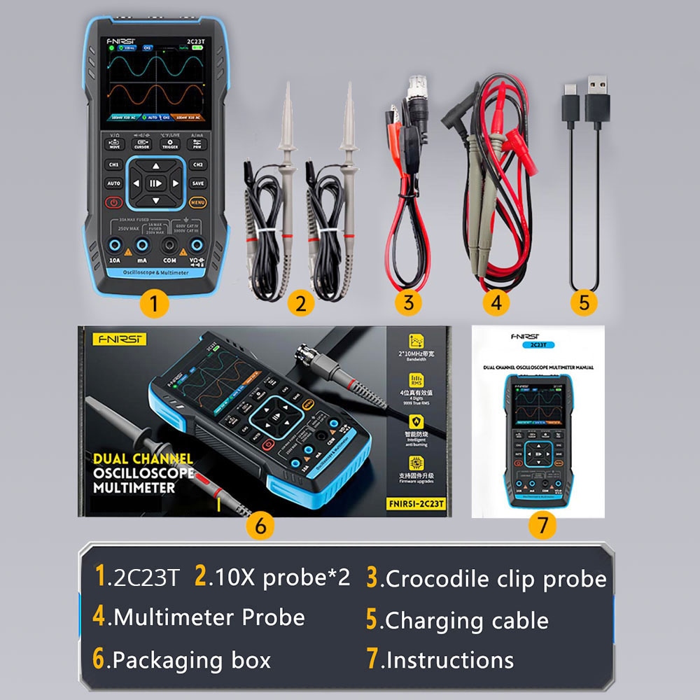 Fnirsi 2c23t 3 In 1 Digital Oscilloscope P6100 Probe