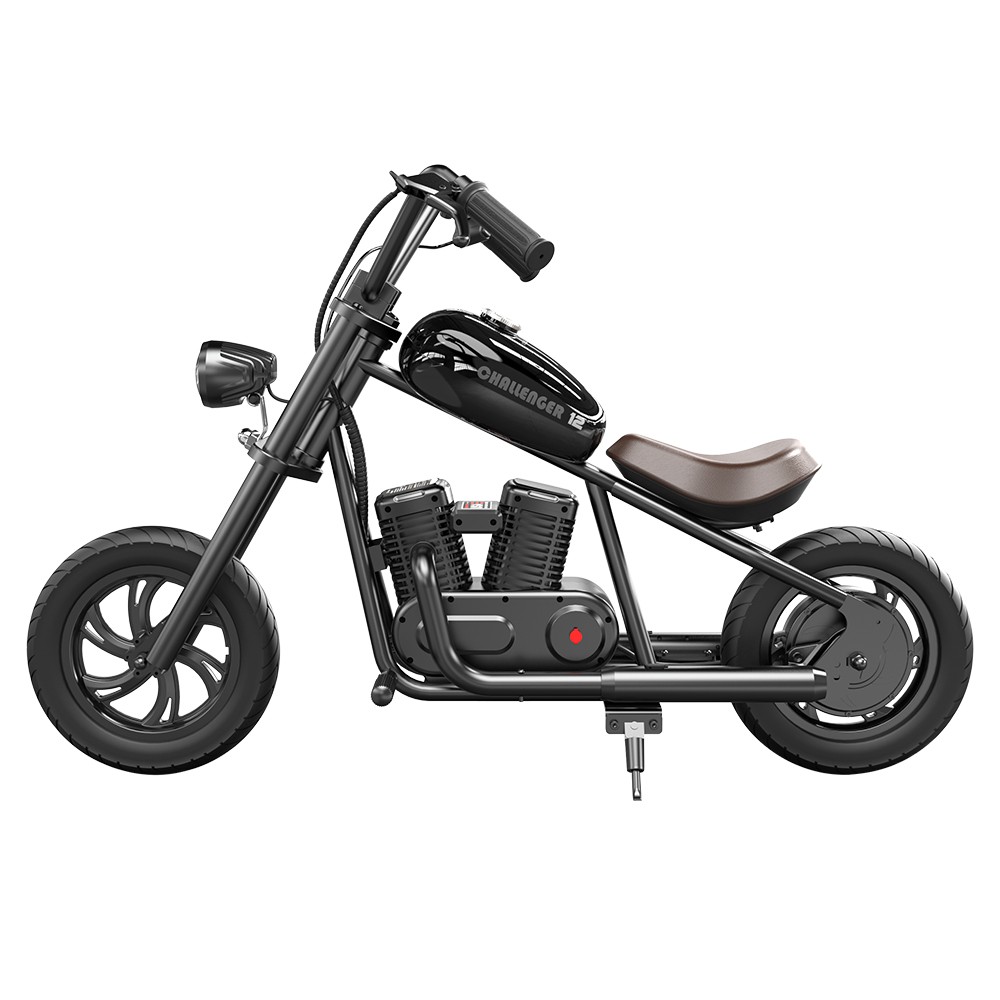 HYPER GOGO Challenger 12 Electric Chopper Motorcycle for Kids 24V 5.2Ah 160W with 12'x3' Tires, 12KM Top Range - Black