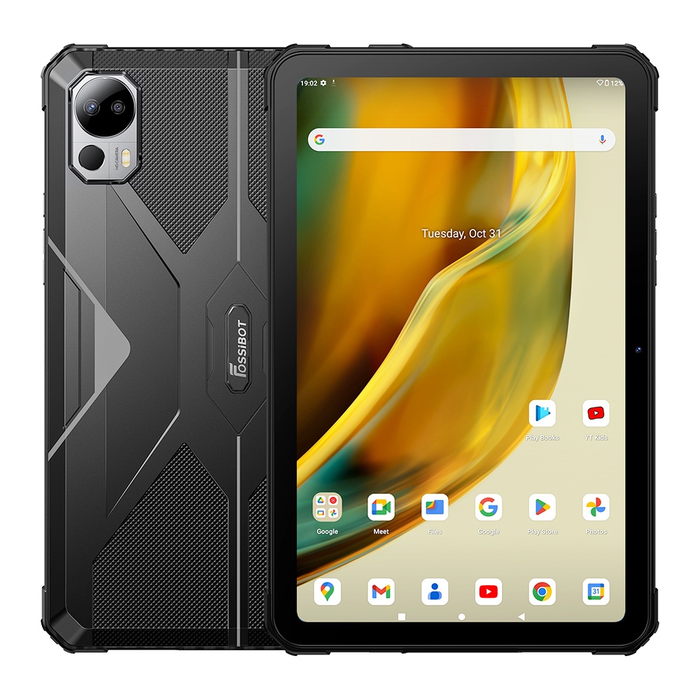 

FOSSiBOT DT1 Lite 10.4-inch Rugged Tablet, MT8788 Octa-core 2.0GHz, Android 13, 1200x2000 2K FHD IPS Screen, 4GB RAM 64GB ROM, 13MP+5MP Camera, 2.4G/5G WiFi Bluetooth 5.0, 11000mAh Reverse Charge, Water/Dust/Shock-pro, Face ID Unlock - Black