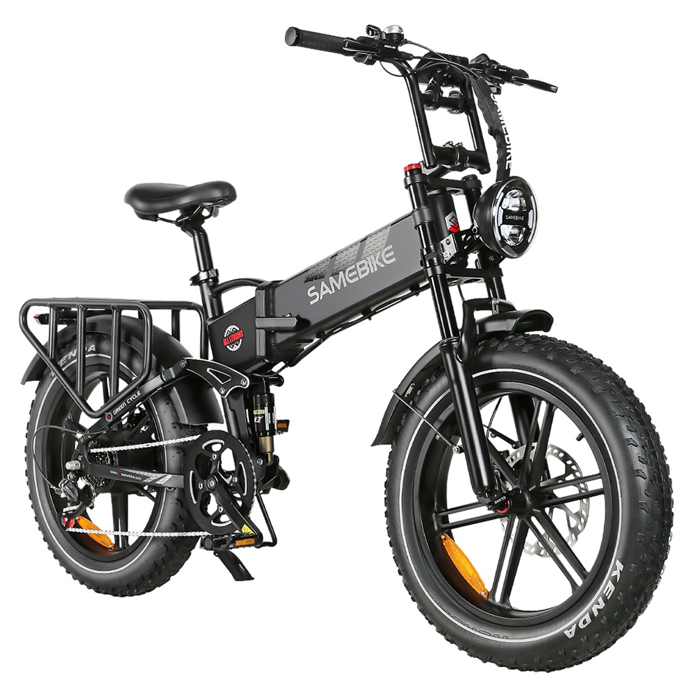 SAMEBIKE RS-A02 Electric Bike, Folding Off Road E-bike, 20*4.0 inch Fat Tire 48V 17Ah Battery 1200W Motor 45km/h Max Speed 120km Max Range Shimano 7 Speed Hydraulic Disc Brakes - Black