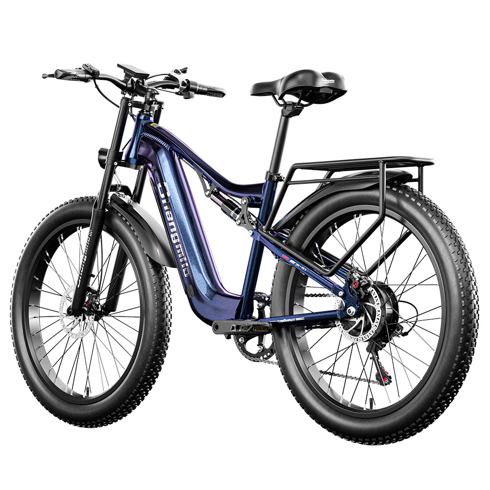 

Shengmilo MX03 Electric Mountain Bike 26*3.0 inch Fat Tire 500W Bafang Motor 40km/h Max Speed 48V 15Ah Battery 180kg Load SHIMANO 7-Speed Gear Dual Hydraulic Disc Brake, Blue