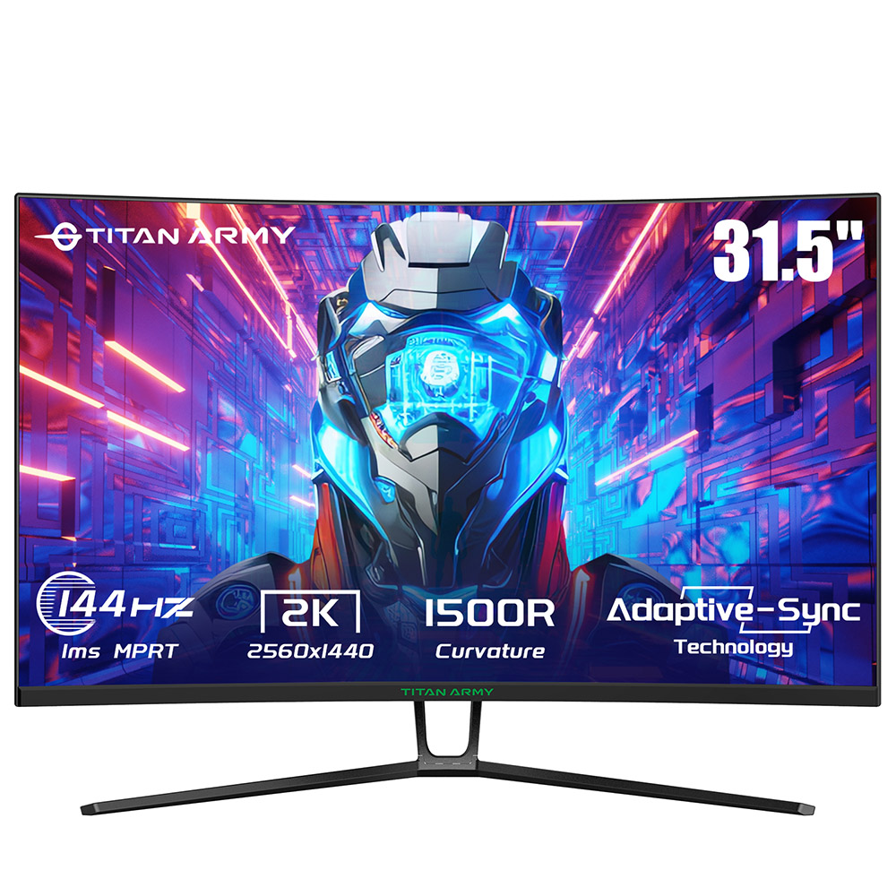 

TITAN ARMY N32SQ PLUS Curved Gaming Monitor, 31.5-Inch 1500R 16:9 VA Panel, 144Hz Refresh Rate, 2560x1440 HD, 99% sRGB 1ms MPRT Response Time, Low-blue, Support FPS/RTS Gaming Mode, 2*HDMI 2.0 2*DP 1.4 1*Audio, Tilt Adjustment with Wall Mount, Black