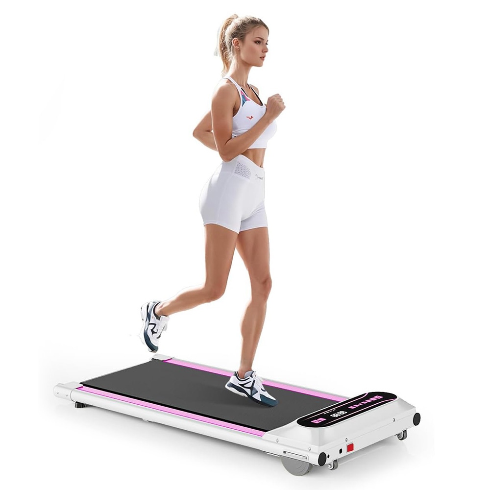 

KRD Q22 Walking Pad Under Desk Treadmill, 2.25HP Motor, 265 lbs Weight Capacity, 1-6KM/H Speed, P1-P12 Program, Remote Control, LED Display - Pink