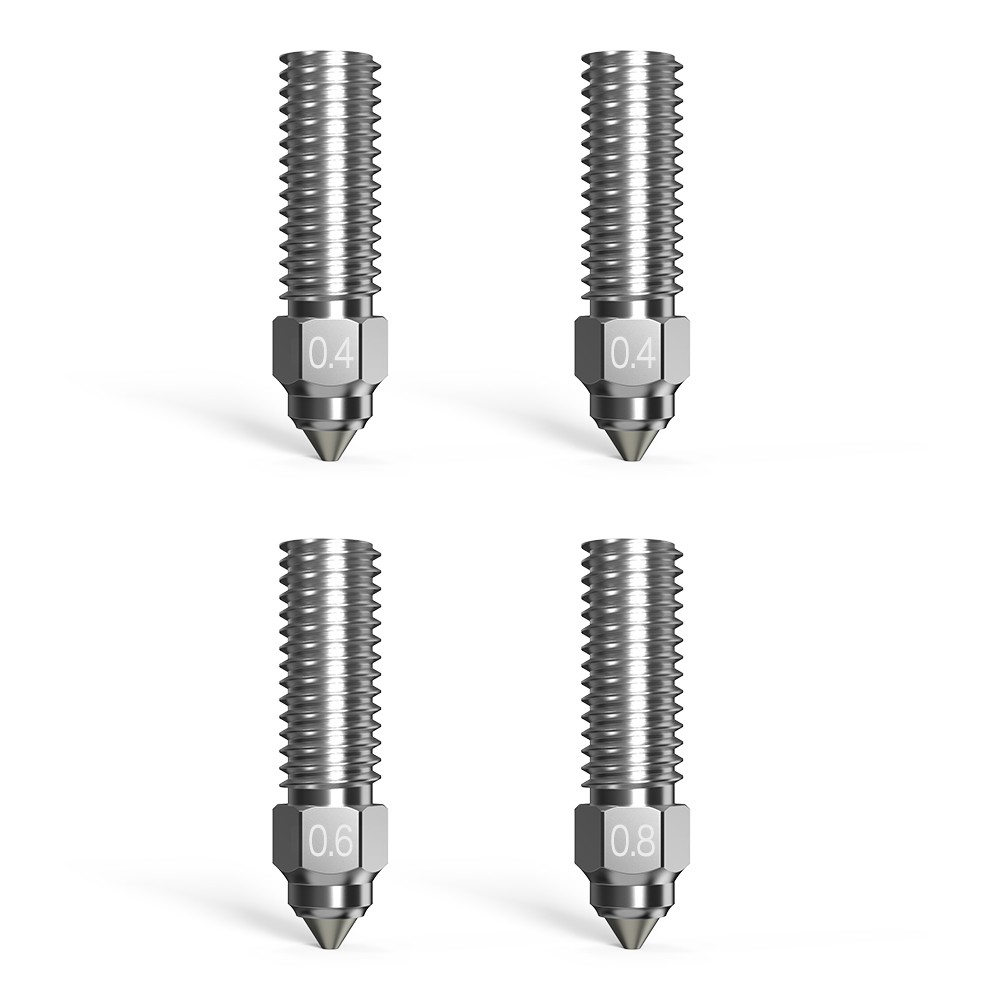 Creality High Flow Nozzle Kit 4pcs for K1 / K1 Max, Hardened Steel（2*0.4mm, 1*0.6mm, 1*0.8mm）