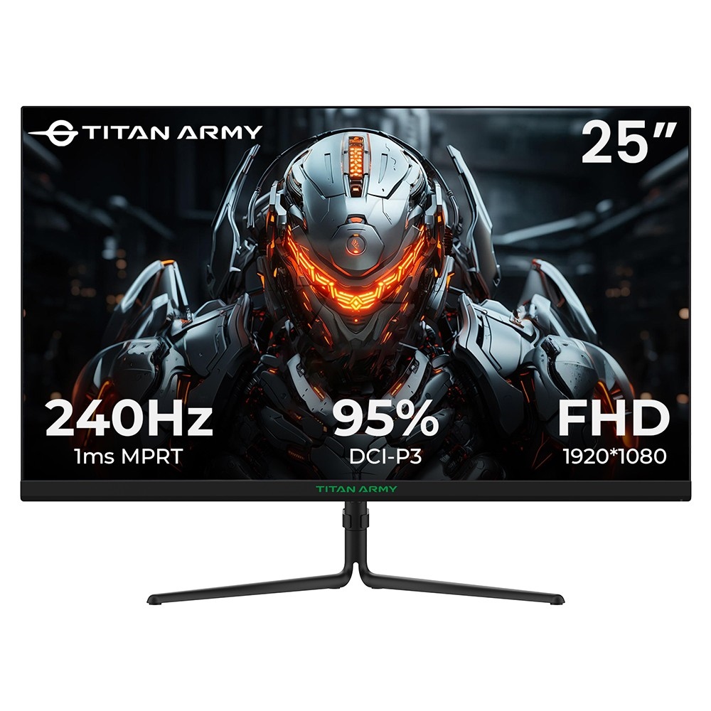 

TITAN ARMY P25A2H Gaming Monitor, 25-inch 1920x1080 FHD Screen, 240Hz Refresh Rate, 1ms MPRT, Adaptive Sync, 178° Viewing Angle, 95% DCI-P3 Color Gamut, Support FPS/RTS Game Mode, PIP & PBP Display, Low Blue Light, Wall Mount, Black