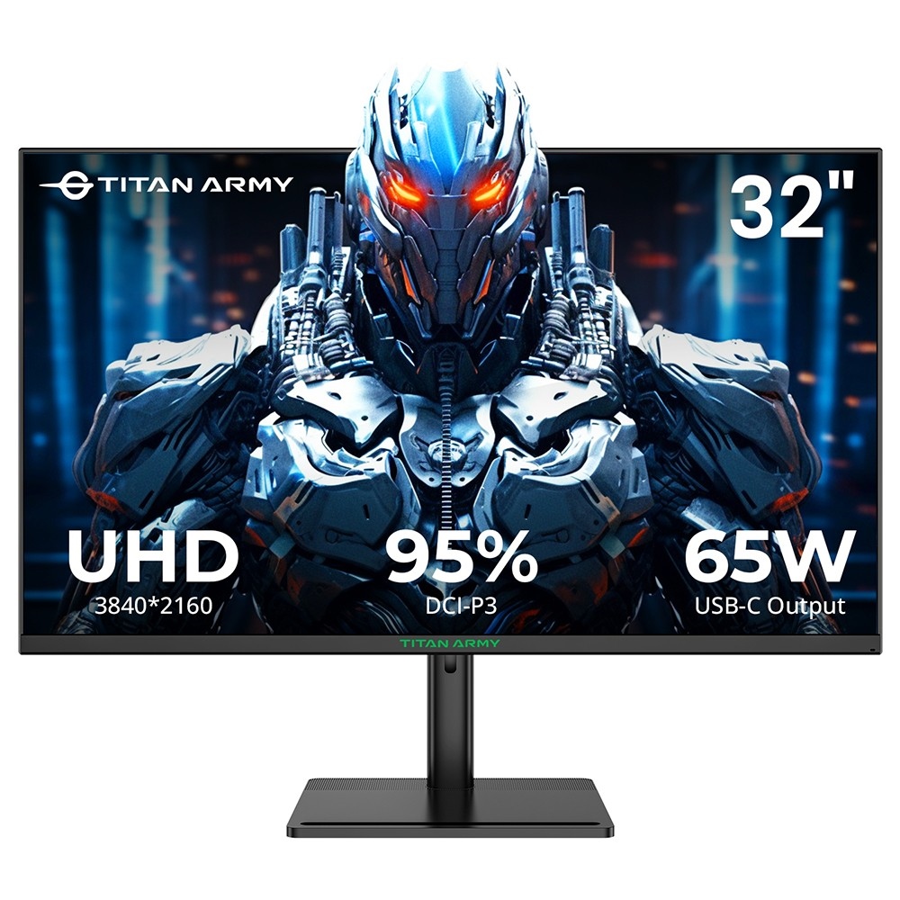 TITAN ARMY P32H2U Commercial Monitor, 32-inch 3840x2160 4K UHD Screen, 60Hz Refresh Rate, HDR10 Brightness, Low Blue Light, Built-in Speaker, 95% DCI-P3 Color Gamut, 65W Full-Featured USB-C Port, VESA Mount
