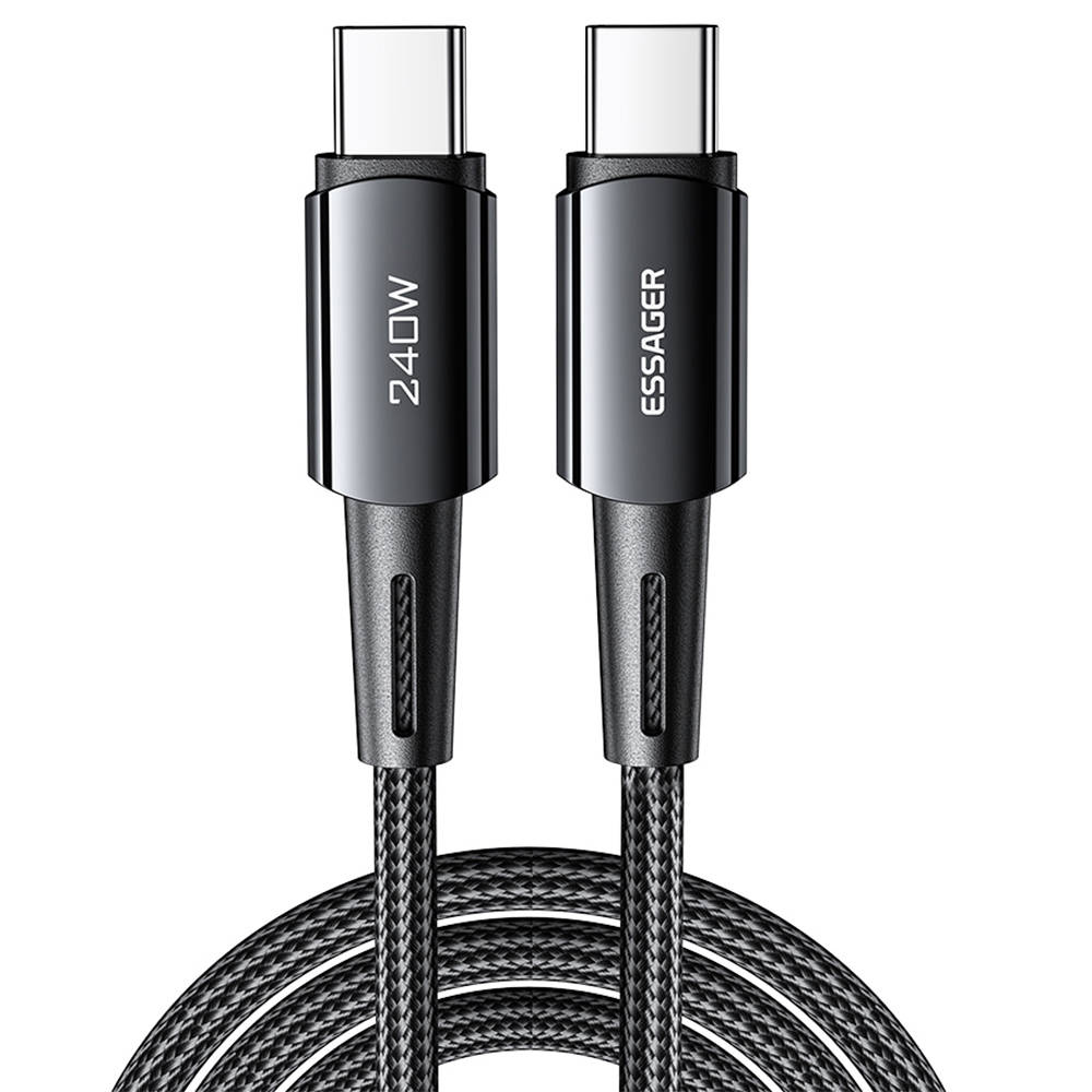 

ESSAGER 240W 5A Fast Charging Data Cable, Type-C to Type-C, 480Mbps Transfer Rate, for Macbook iPad Huawei Samsung Xiaomi Redmi Mobile Phones, 1m Cable