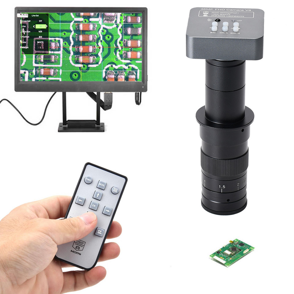 

HAYEAR Microscope Camera, Full HD 48MP, 1080P 2K 60FPS, HDMI USB Port, 10X-180X Full Focus Zoom C-Mount Lens for Welding Repair