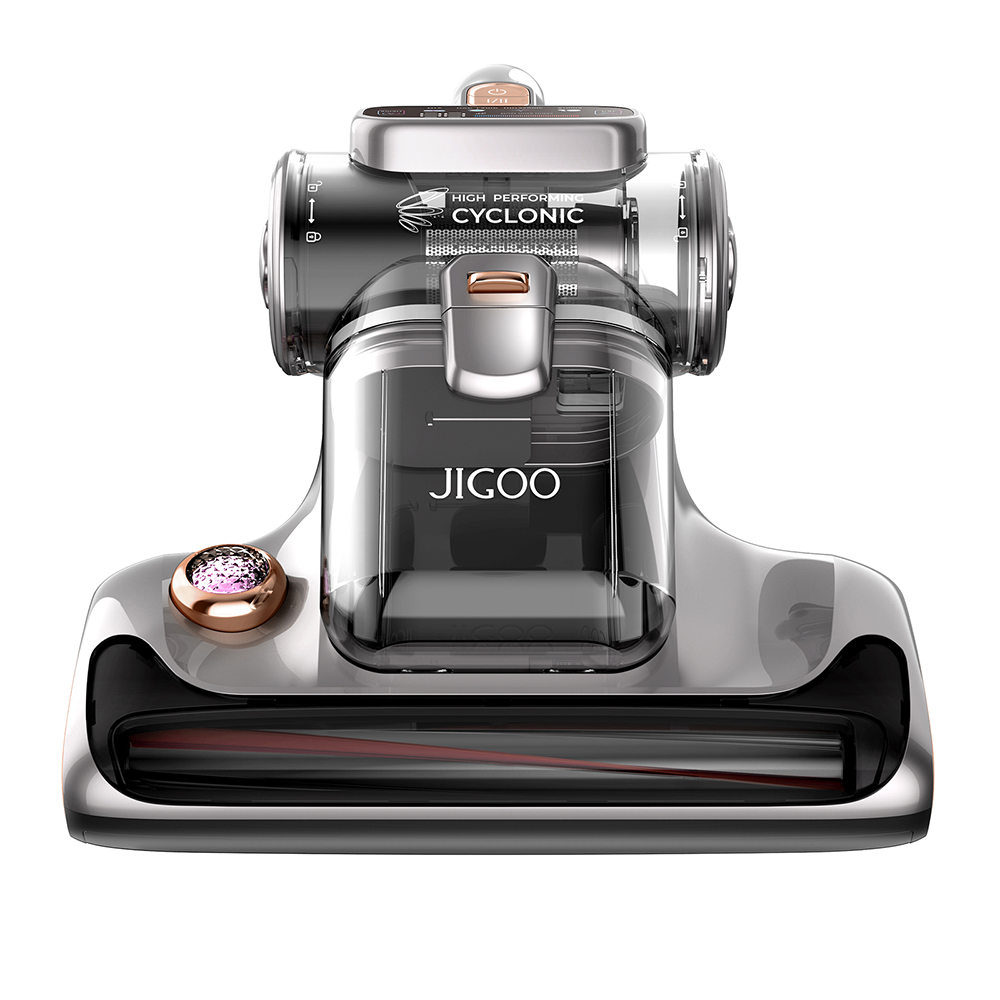 

JIGOO T600 Dual-Cup Smart Anti-Mite Cleaner Bed Vacuum Cleaner, 700W 15KPa Suction, Dust Mite Sensor, UV Light, Ultrasonic Tech, 99.99% Mites Removal, EU Plug - Grey