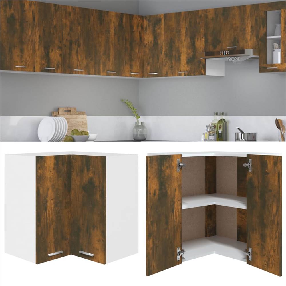 

Hanging Corner Cabinet Smoked Oak 57x57x60 cm Engineered Wood