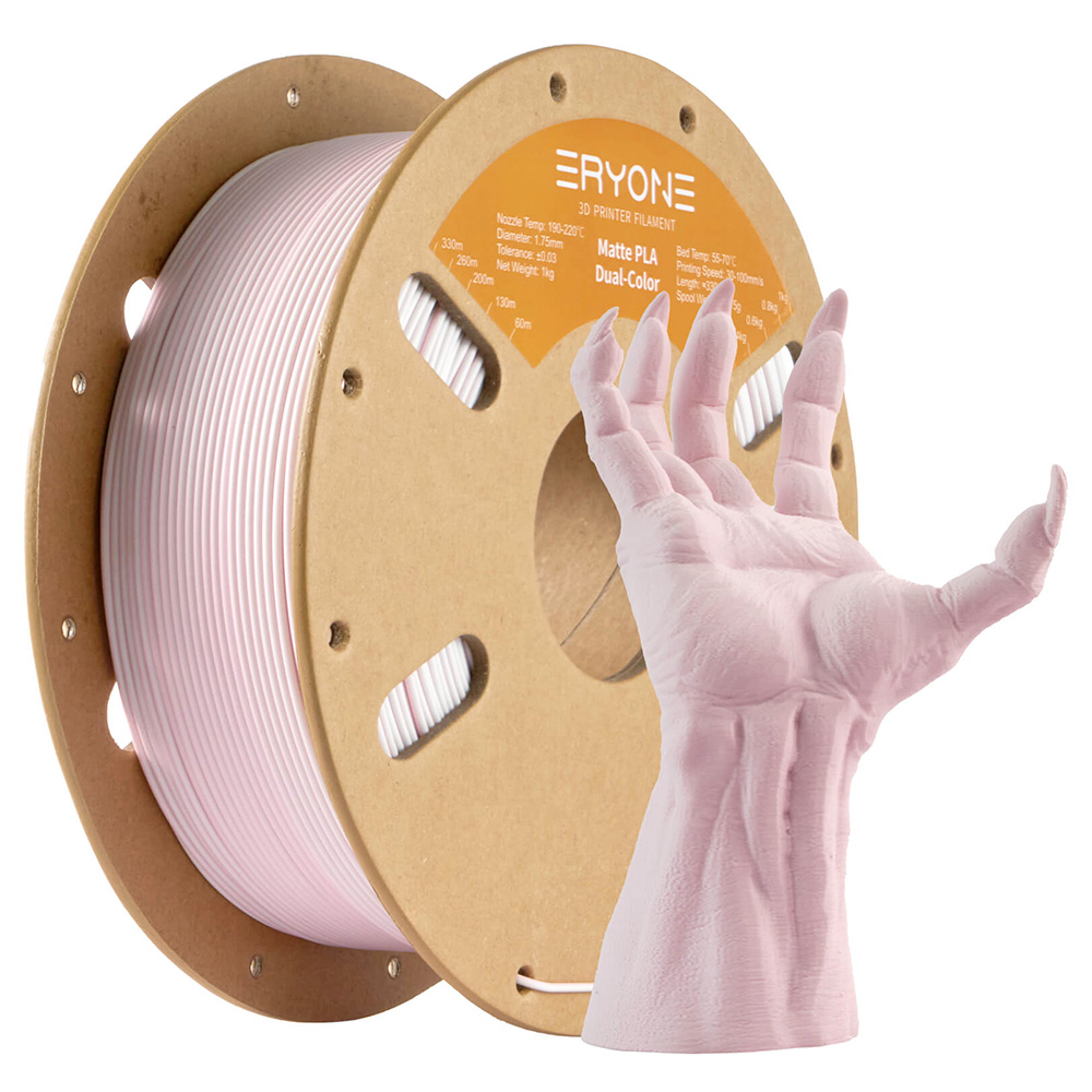 

ERYONE Dual Color Matte PLA Filament 1kg - Pink and Matte White