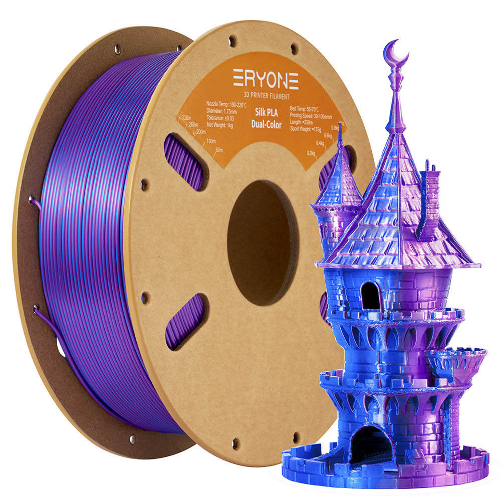 

ERYONE Dual Color Silk PLA Filament 1kg - Purple & Blue