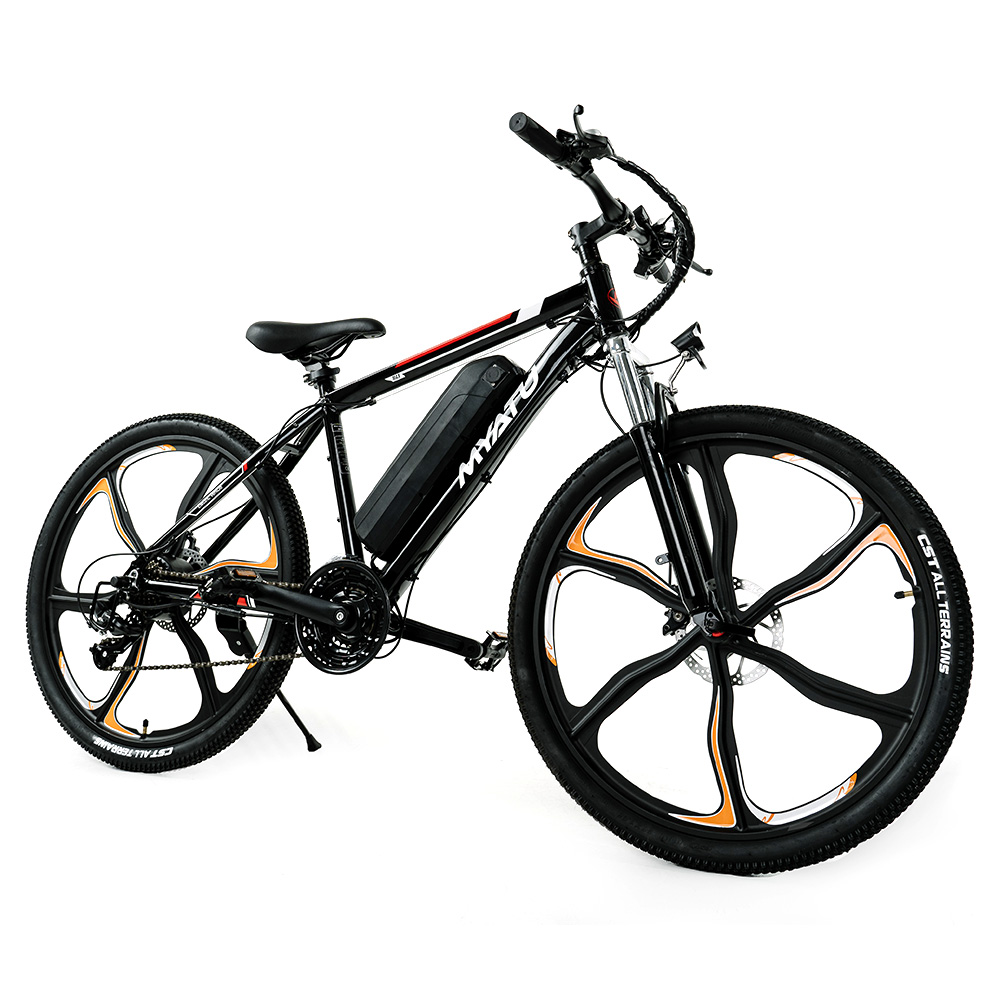 

MYATU M0126 26-inch Integrated Wheel Electric Bike, 250W Motor 36V 12.5Ah Battery 25km/h Max Speed 50miles Range Shimano 21-speed, Black