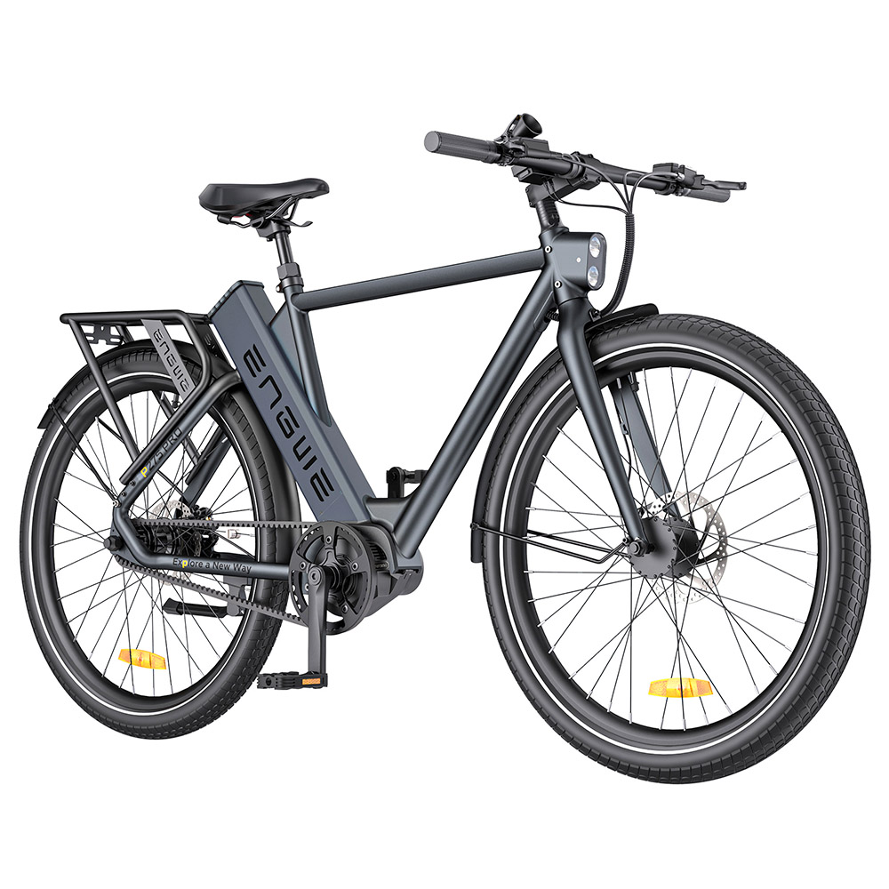 ENGWE P275 Pro City Electric Bike, 27.5'' Spoke Tires, 250W Bafang Brushless Mid-drive Motor, 3-level Automatic Gear Shifter, 36V 19.2Ah Removable Battery, 260km Max Range, Front & Rear Hydraulic Disc Brake - Black