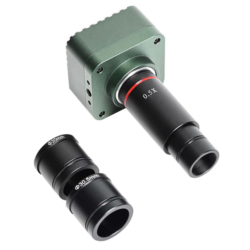 HAYEA Microscope Camera, 8MP 4K Transparent Electronic Eyepiece, USB 3.0 Port, with Binocular And Adapters - 0.5X