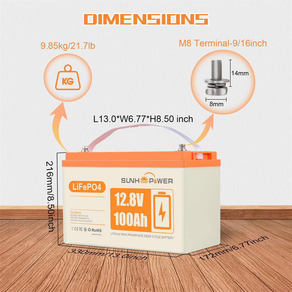 SUNHOOPOWER 12V 100Ah LiFePO4 Battery