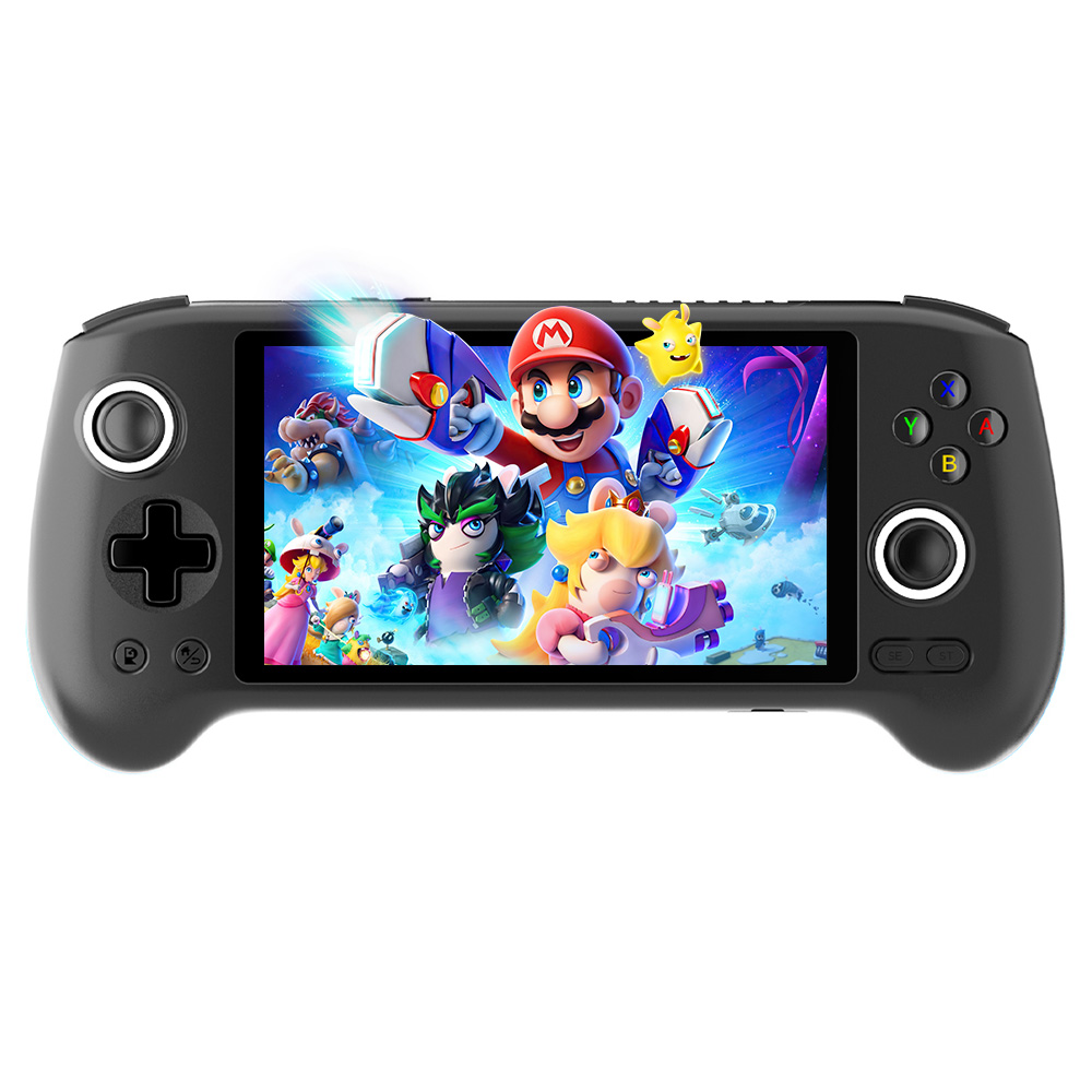 

ANBERNIC RG556 Game Console, 8GB LPDDR4X /128GB UFS2.2, Android 13, 5.48" 1080P AMOLED Touch Screen with 402PPI, Unisoc T820 Octa-core, AC WIFI + Bluetooth 5.0, Moonlight Streaming, 8 Hours Playtime - Black