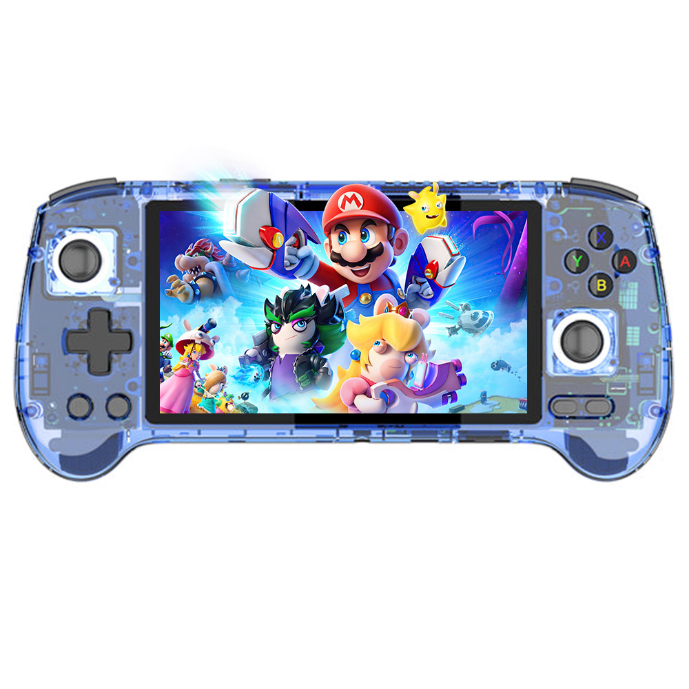 

ANBERNIC RG556 Game Console with 4423 Games, 8GB LPDDR4X /128GB UFS2.2 /128GB TF Card, Android 13, 5.48" 1080P AMOLED Touch Screen with 402PPI, Unisoc T820 Octa-core, AC WIFI + Bluetooth 5.0, Moonlight Streaming, 8 Hours Playtime - Blue