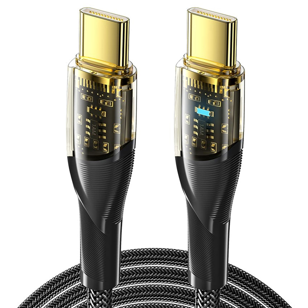ESSAGER PD 100W 5A Type C to Type C Charging Cable with LED Light, Support Data Transform, 1m