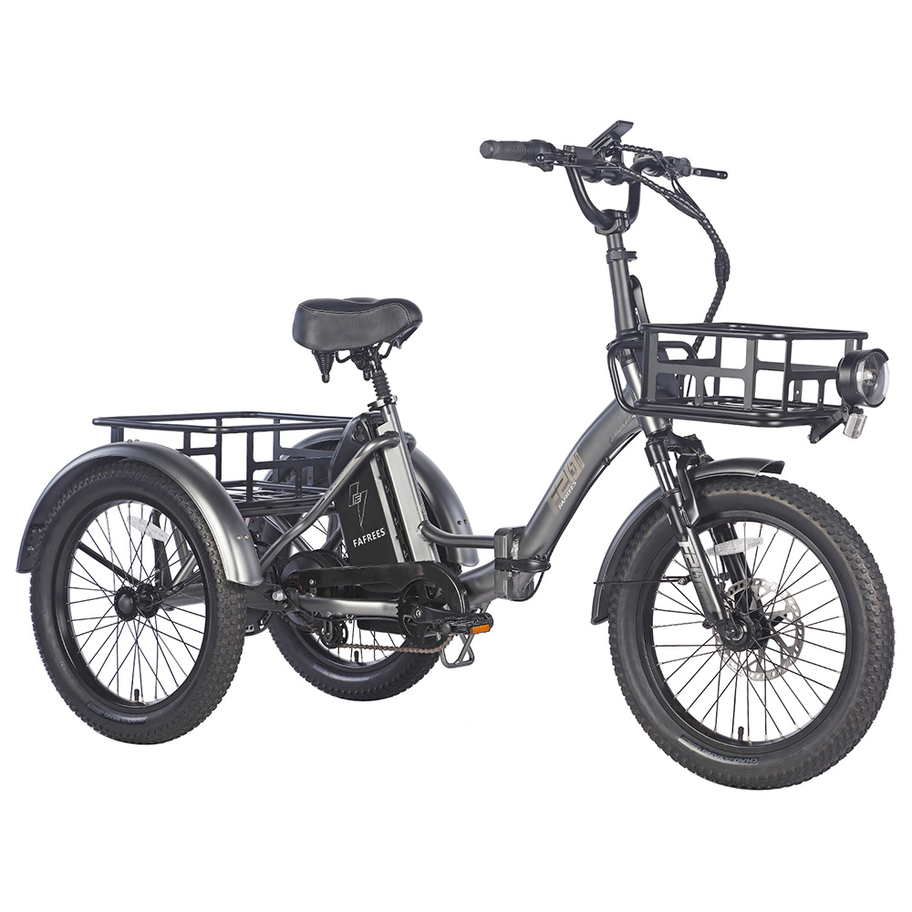 

FAFREES F20 Mate Electric Tricycle, 500W Brushless Motor, 48V/18.2Ah Battery, 20*3.0-inch Fat Tires, 25km/h Max Speed, 110km Max Range, Hydraulic Disc Brakes - Grey, Black