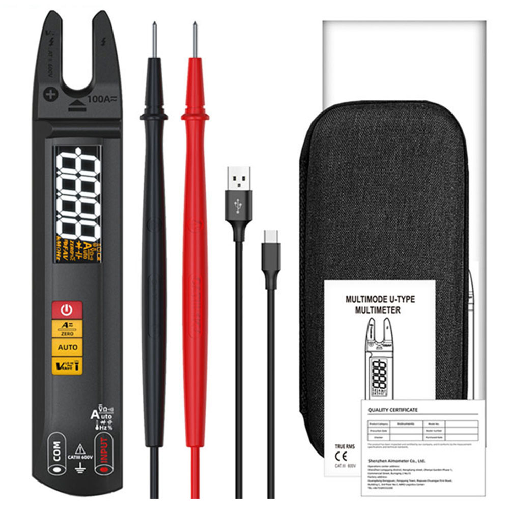 

BSIDE U1 Digital Clamp Multimeter, Electric Tester Pen, Bright LED Flashlight, DC AC 100A Pliers, T-RMS Current, Black