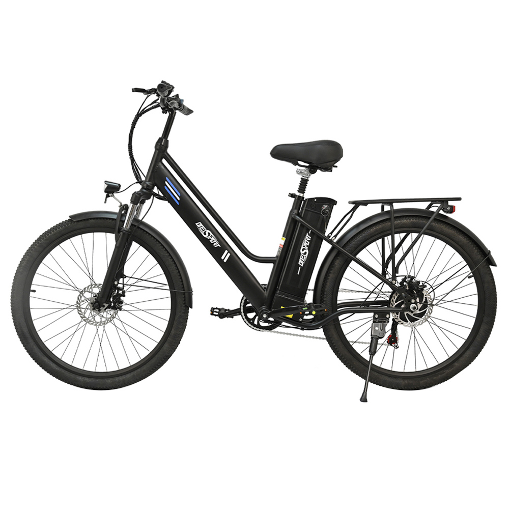 

ONESPORT OT18 City Electric Bike, 26*2.35 inch wide Tires, 250W Motor 25km/h, 36V 14.4Ah Big Battery up to 100km Max Range, Shimano 7-speed, Front Shock-absorbing fork, 25 Degree Climbing Bluetooth APP - Black