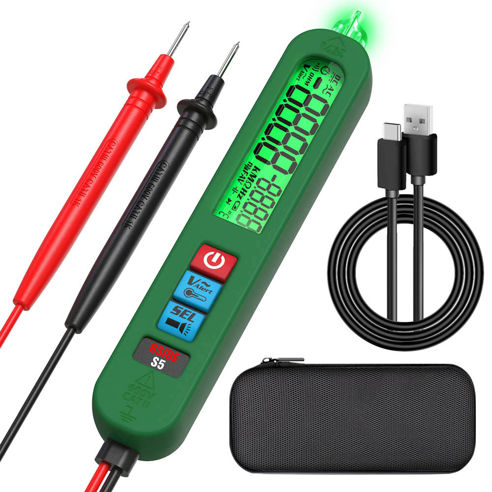 BSIDE S5 Digital Multimeter, Electric Pen Voltage Detector, Automatic Recognition Charging Model, Induction Zero Fire Line Inspection - Green