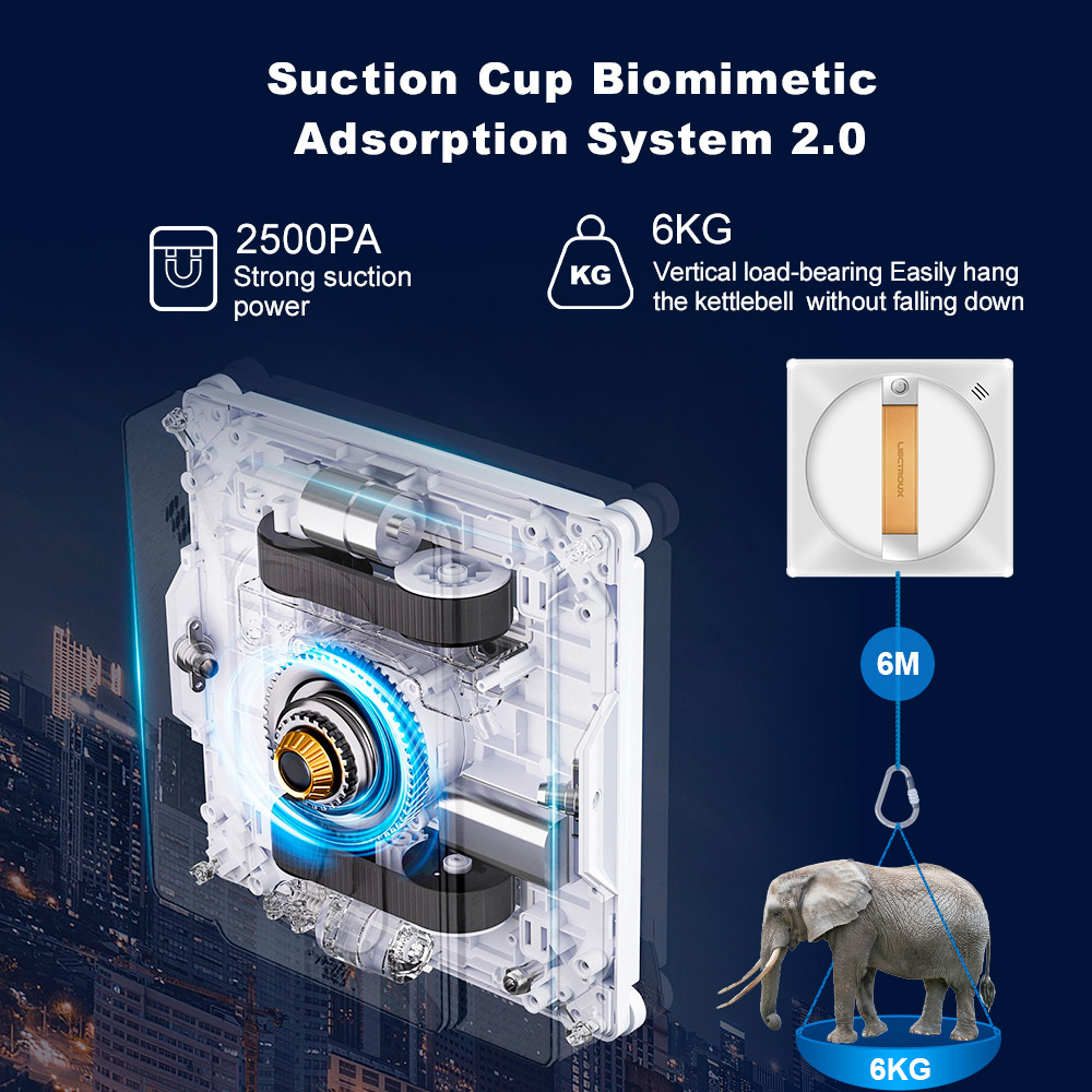 Liectroux YW710 raamreinigingsrobot, dubbele watersproeier, 2500Pa zuigkracht, laag geluidsniveau, 360° geleidewiel, afstandsbediening en app-bediening, wit - EU-stekker kopen vanaf een prijs van 73