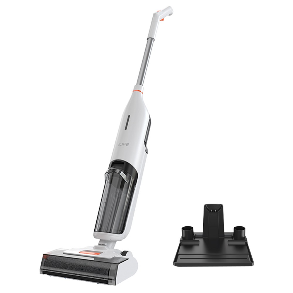 

ILIFE W90 Cordless Wet Dry Vacuum Cleaner, 3-in-1 Vacuum Mop & Wash, Strong Suction Power, One-button Self-cleaning, Dual Water Tank, Voice & Light Prompts, 30min Runtime, White