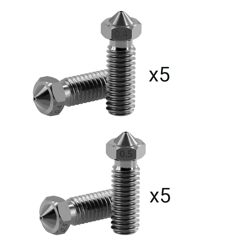 

10pcs TWO TREES Hardened Steel Volcano Nozzle with M6 Thread (0.4mm 5pcs, 0.5mm 5pcs)