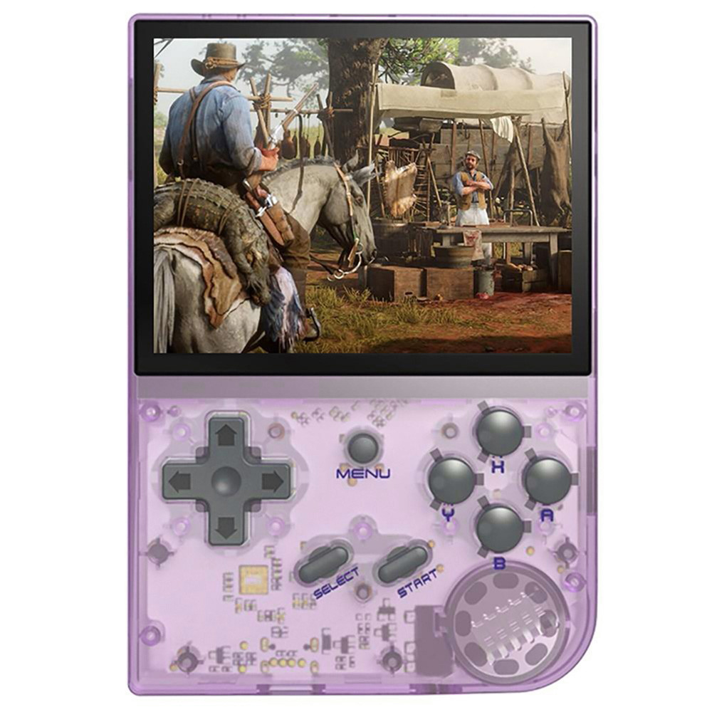 

2024 Version ANBERNIC RG35XX Gaming Handheld, 32GB + 64GB TF Card with 5000+ Games, 3.5 Inch IPS Screen, Linux System, 7 Hours of Playtime - Transparent Purple