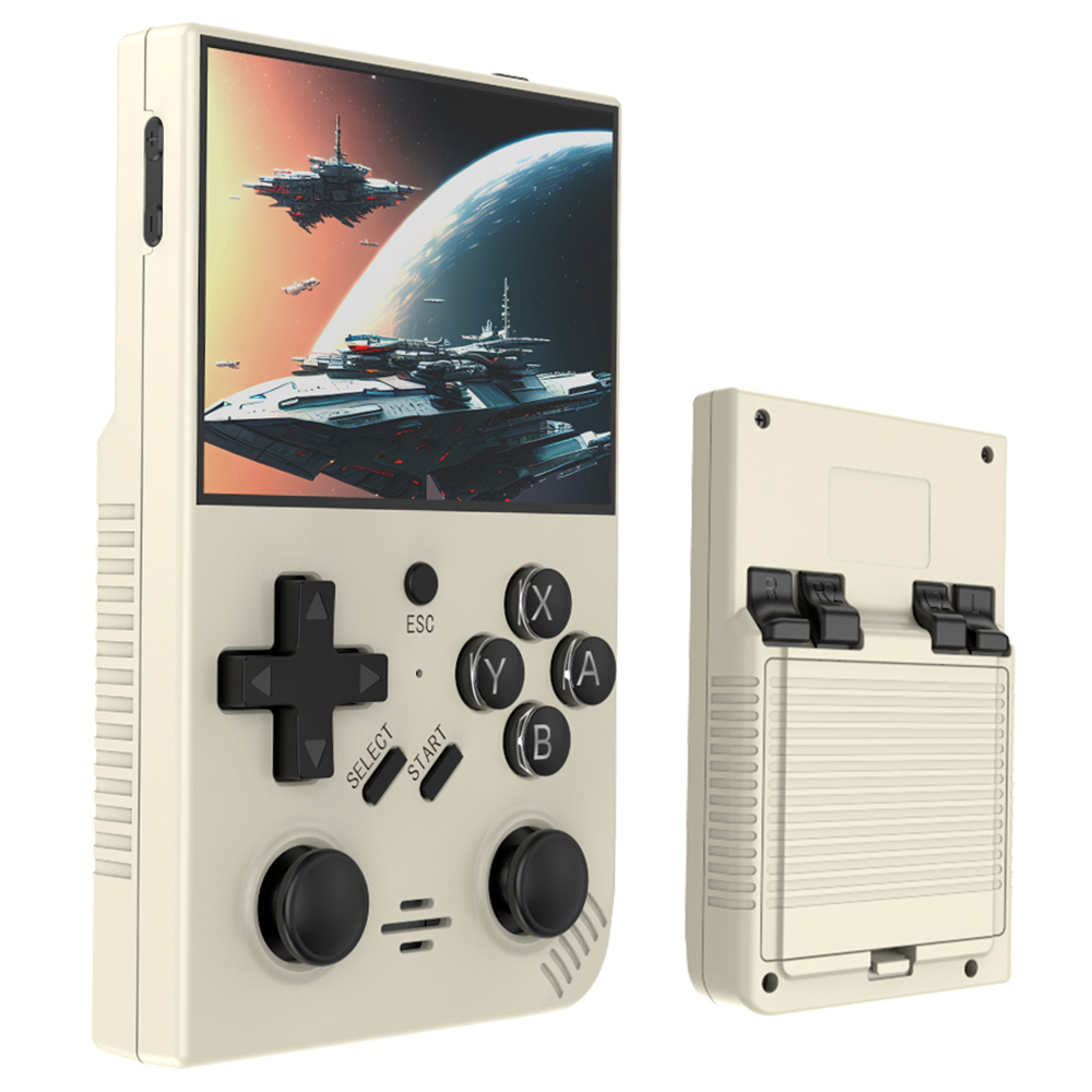 

R35 Plus Handheld Game Console, 3.5 Inch 640*480 IPS Screen, Linux System, 128GB TF Card, 3000mAh Battery, 6 Hours of Playtime - White