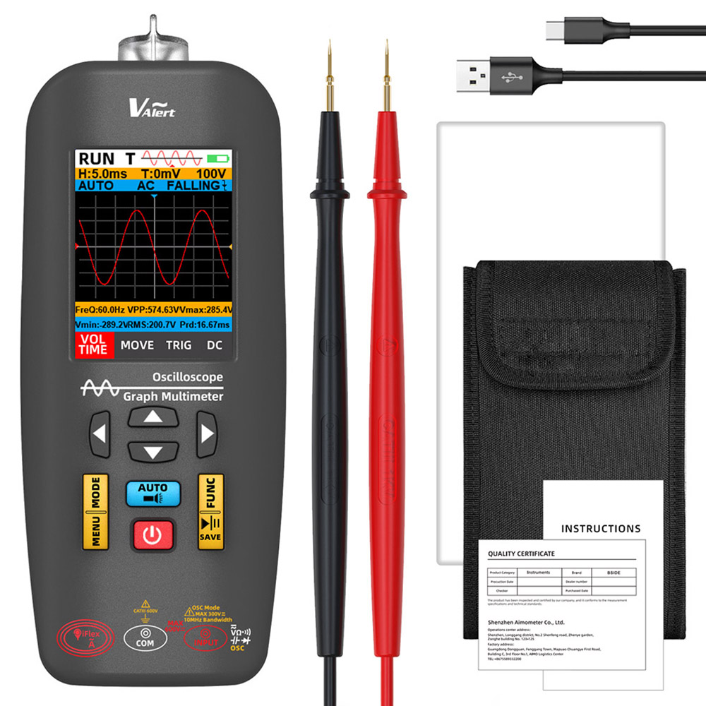 

BSIDE O1X 3 in 1 Oscilloscope Multimeter Electric Pen, 10MHz Bandwidth, 2.8 inch TFT Color Screen, 2000mAh Lithium Battery, LED Flashlight