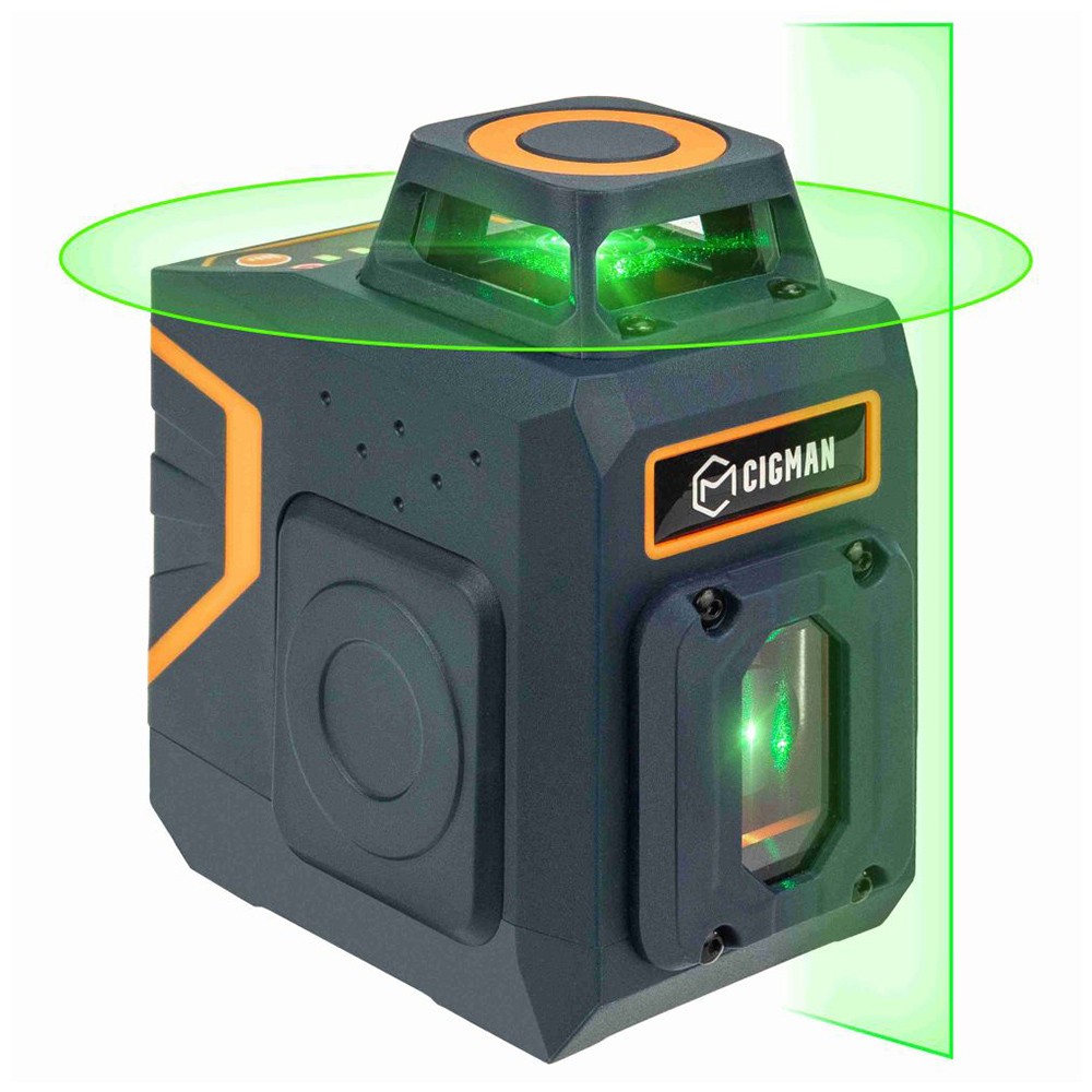 

CIGMAN CM-605 5 Lines Laser Level, Switchable 1x360°+ 1x180° Laser Window, Self Leveling Green Cross Line, Rechargeable Battery, Rotary Stand