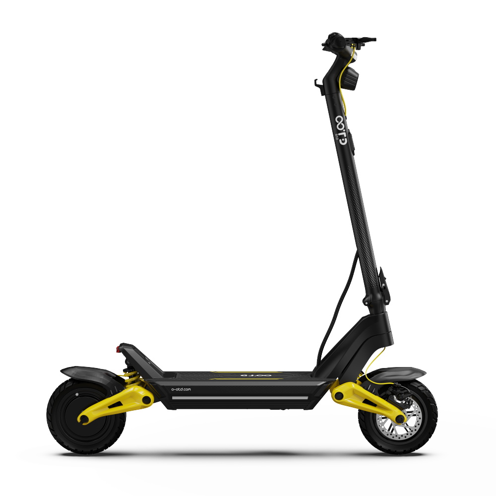 OOTD S10 Folding Electric Scooter 10 Inch Tires 1400W Motor 25km/h Max Speed 48V 20Ah Battery for 60-70km Range 120KG Max Load Disc Brake shock absorption IPX4  APP - Yellow