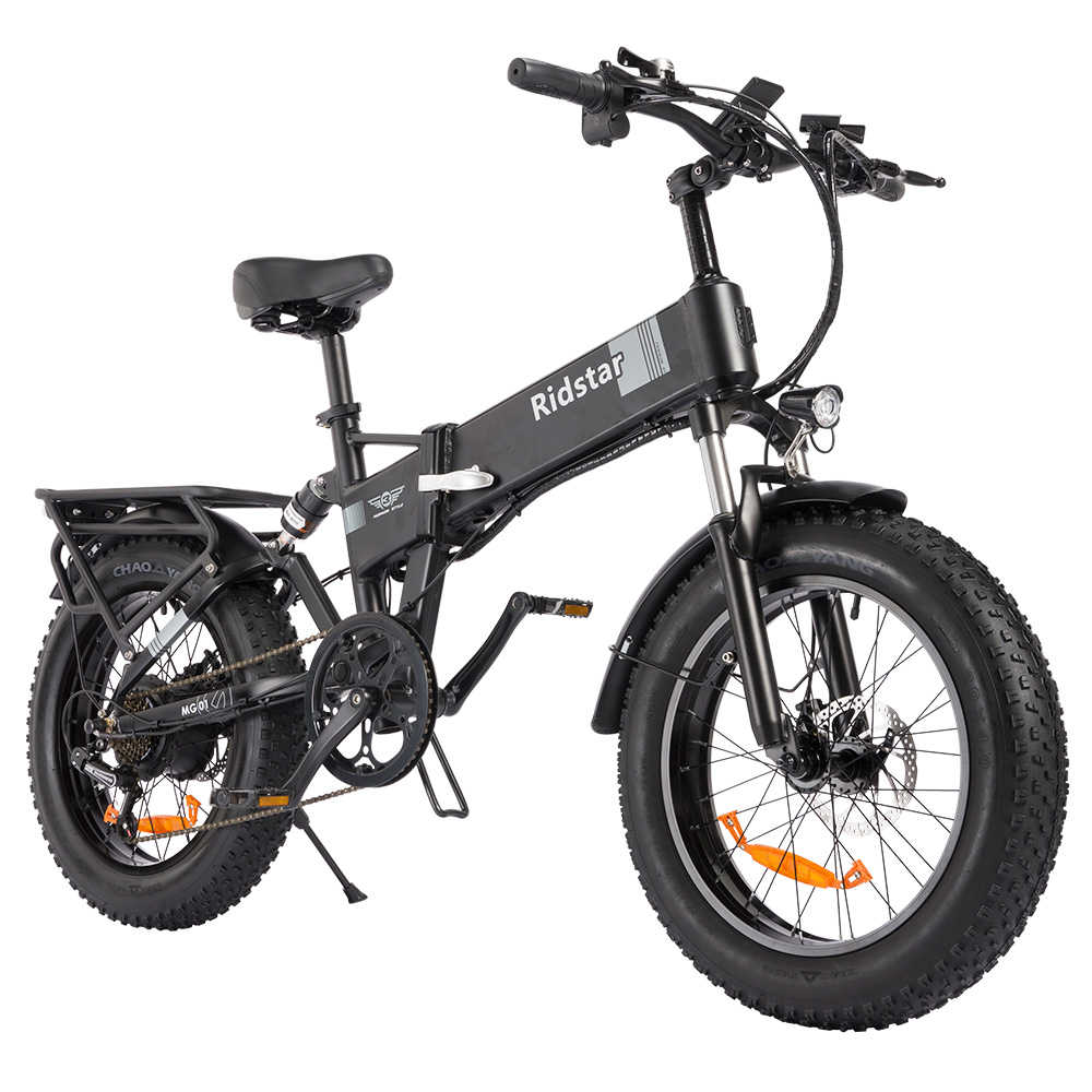 

Ridstar H20 Folding Electric Bike, 1000W Motor, 48V 15AH Battery, 20*4.0inch Fat Tires, 45km/h Max Speed, 80km Max Range, Shimano 7-speed, Dual Disc Brakes, Front & Rear Dual Hydraulic Suspension