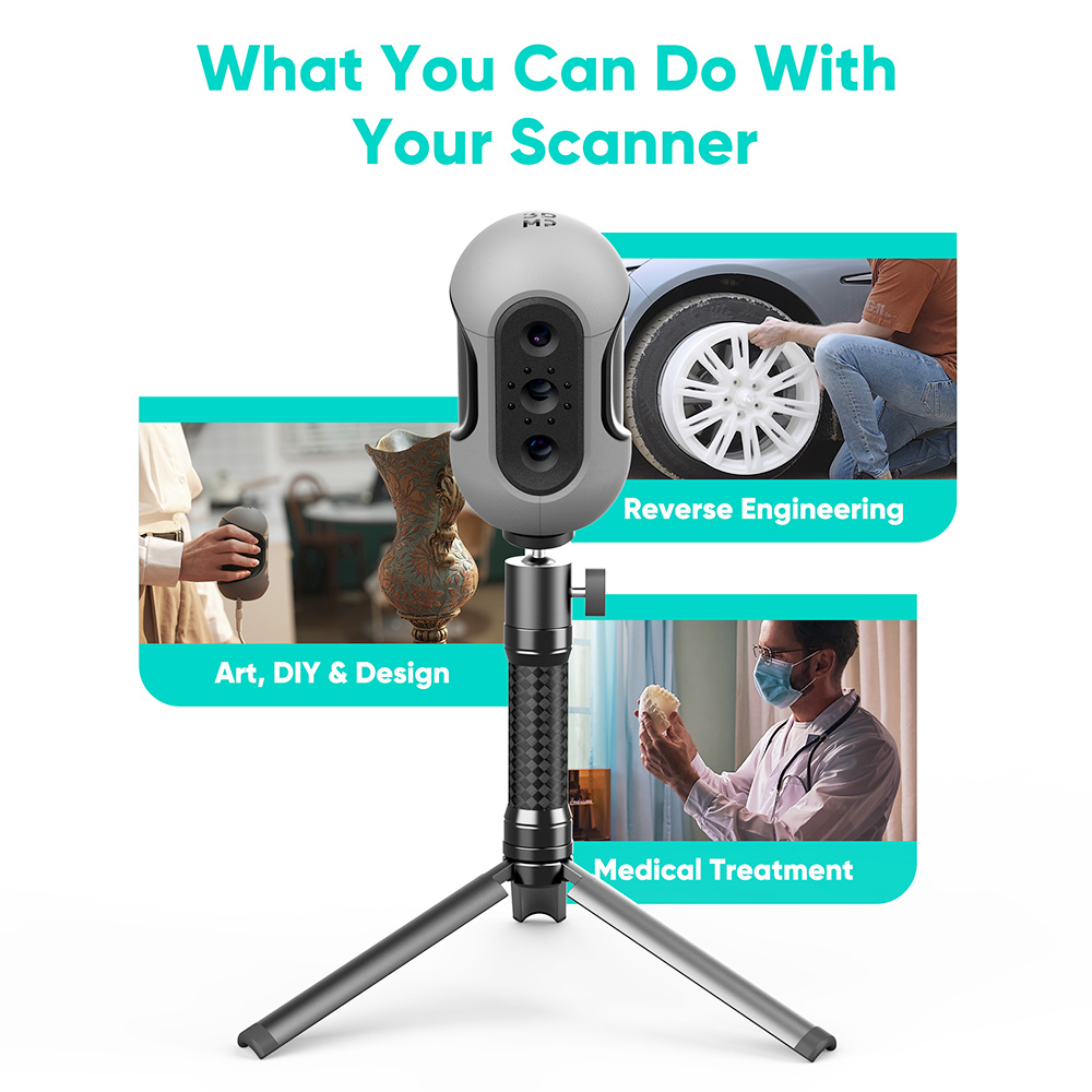 3DMakerpro-Scanner 3D Mole Premium pour imprimante 3D, précision de 0.05mm et résolution de 0.1mm, numérisation 10FPS, noir incroyable  7